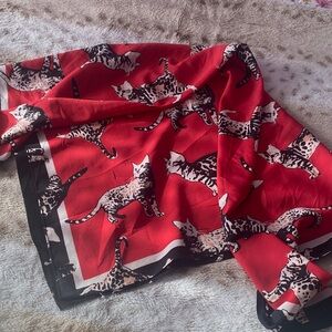 Cat Print Square Scarf